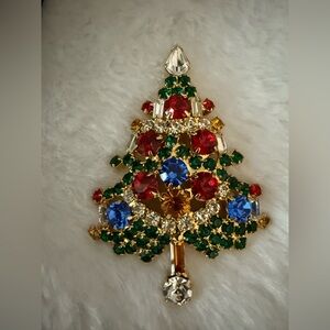 OTC Vintage Multicolor Christmas Tree Brooch